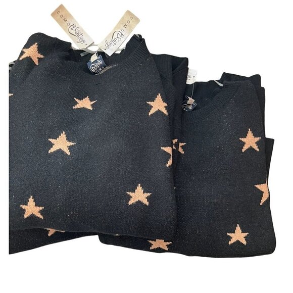 Como Vintage Black Pullover Star Design Sweater NWT Plus Sizes - Picture 7 of 13